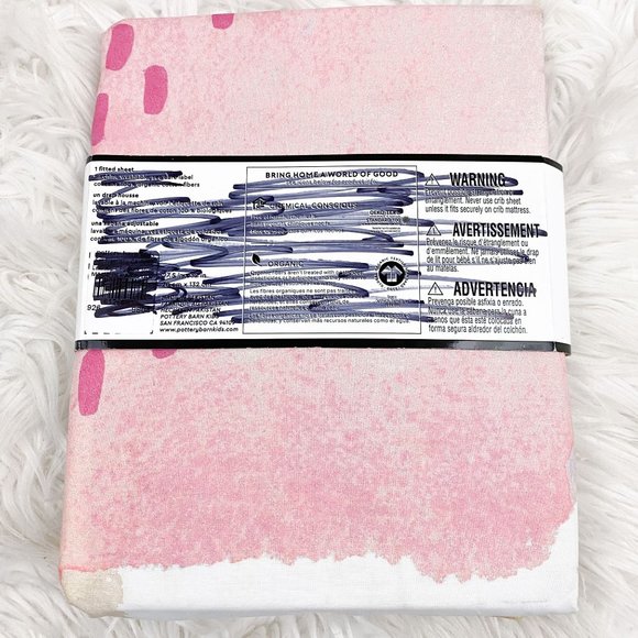 Pottery Barn Modern Baby Organic Lexi Crib Fitted Sheet Abstract NEW Pink Multi - Picture 2 of 2